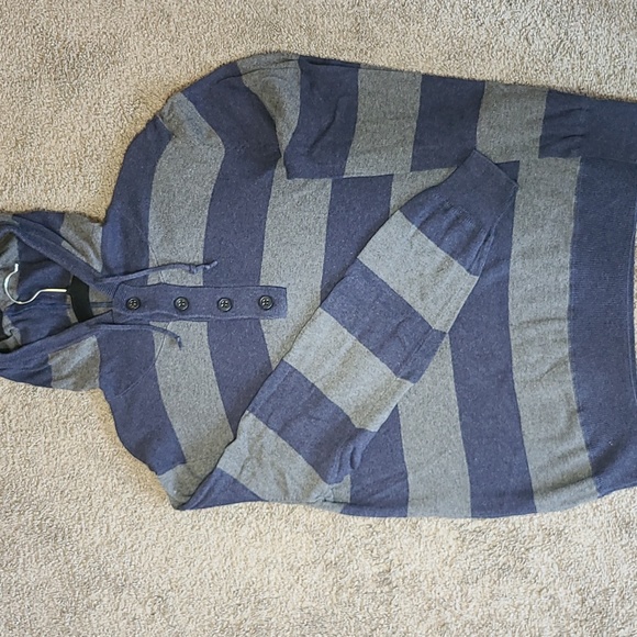 Navy Gray Hooded Sweater - Picture 2 of 3